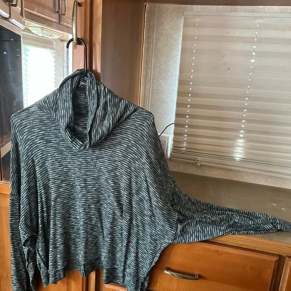 Final Touch Forest Green Striped Cowl Neck Sweater - Picture 1 of 2